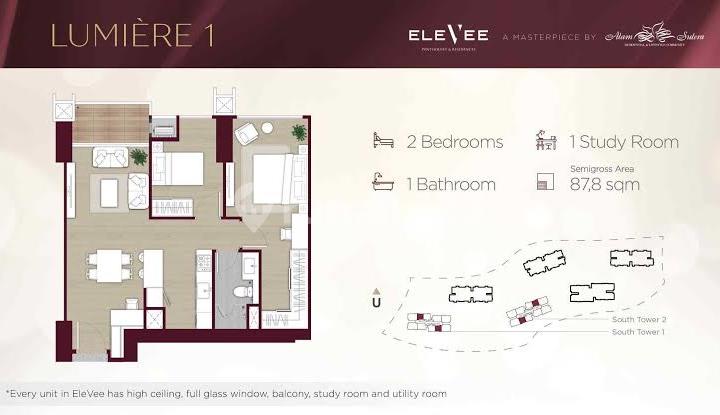 Dijual Apartement Baru 2 BR The Elevee - Alam Sutera 2