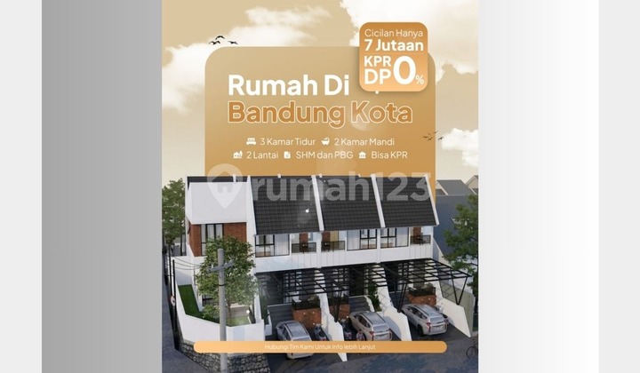 Rumah 3 Kamar Bandung Kota KPR DP 0% Cicilan 7 Jutaan