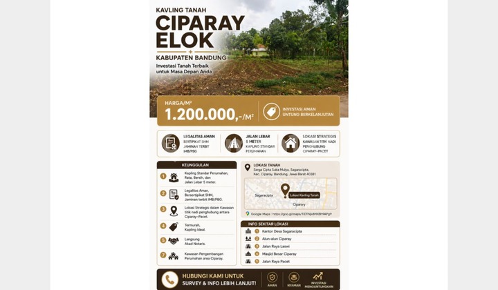 Build-ready Land in Ciparay, Bandung - Legal SHM (Freehold Title)