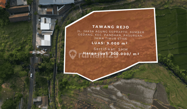 Tanah di Desa Kemisik Jl. Jaksa Agung Suprapto, Sumber Gedang, Kec. Pandaan, Pasuruan, Jawa Timur 67156, Pasuruan SHM 9.000 m²