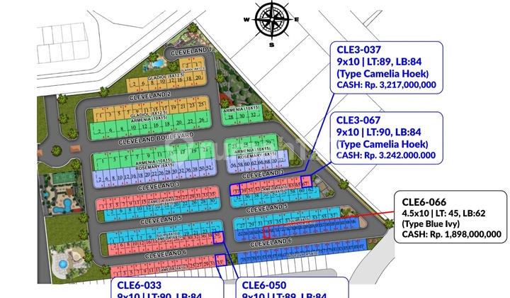 Rumah Baru Cluster Cleveland Pik 2 Camelia Hoek Luas 9x10