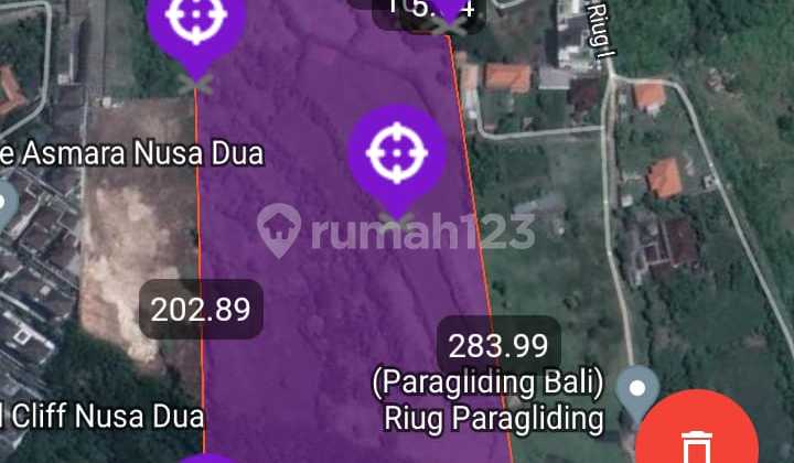 DIJUAL TANAH PINGGIR TEBING LOS PANTAI JL RAYA NUSA DUA SELATAN