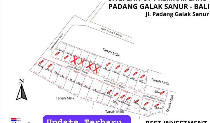 Jual Tanah Kavling PREMIUM di Padang Galak Sanur dekat ke area semua fasilitas umum.  2