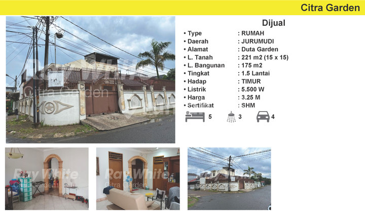 Rumah Hook Bagus Dijual di Duta Garden 2