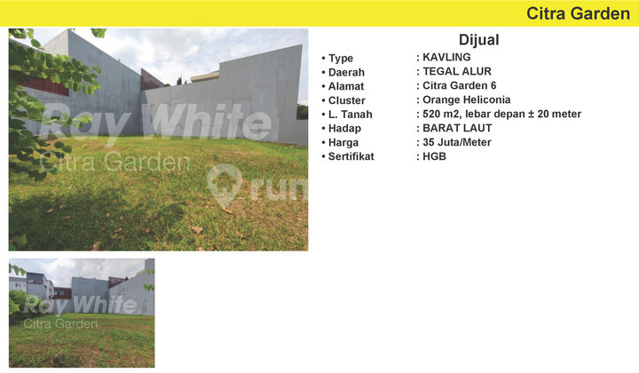 Plot in Residential Area for Sale in Citra Garden (DEI)