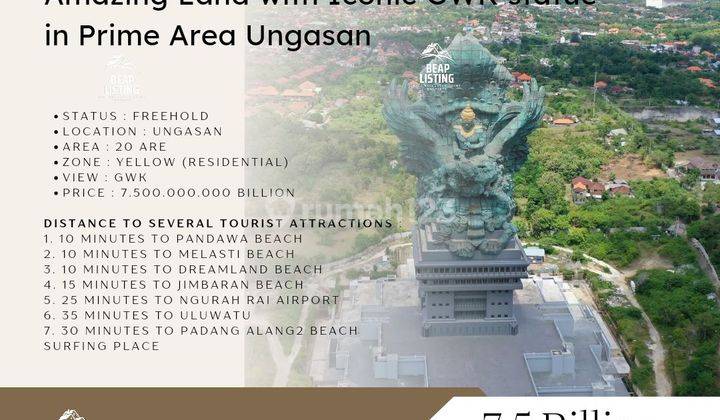 Land For Sale Amazing Land With Aconic GWK Statue In Prime Area ungasan 1