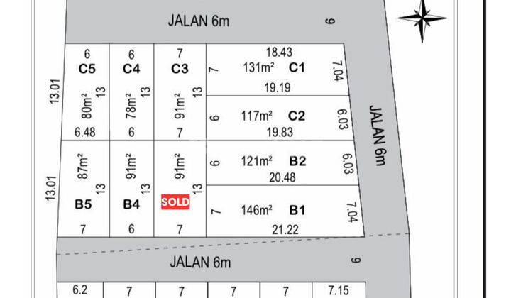 Tanah di Jalan Locari Baru, Sumbersekar Malang 71 m² 2