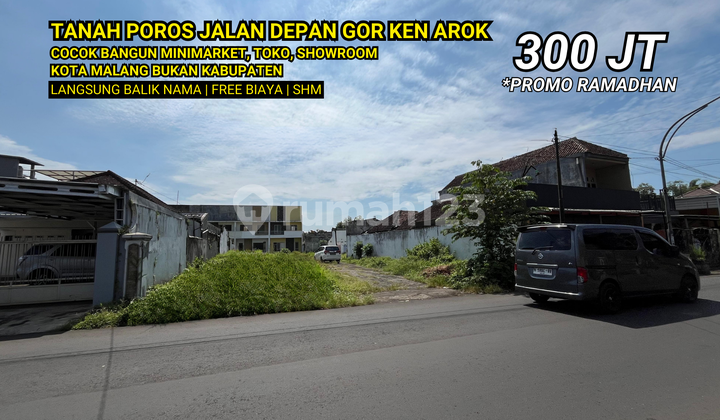 Land on the Main Road in front of Gor Ken Arok, Malang City, Not Malang Regency