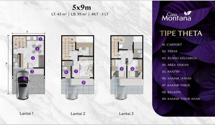 Dijual Rumah Baru 3 Lantai, Uk 5x9 M, Type Theta, Cluster Casa Montana, di Casa Pasadena Pik 2 2