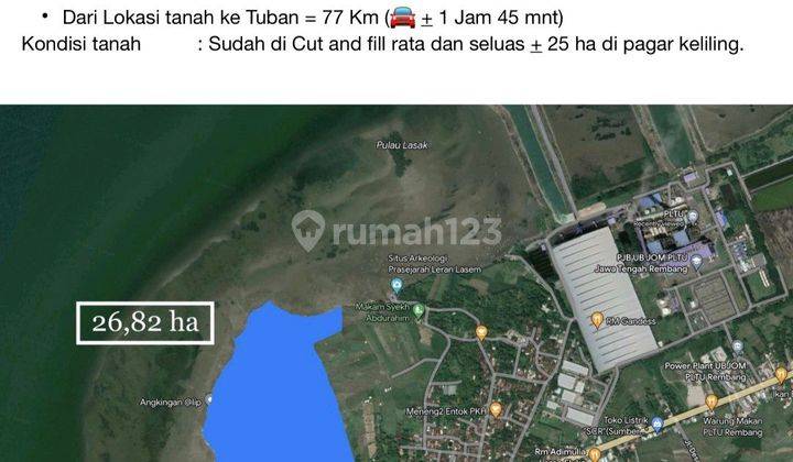 Dijual Kavling Tanah Rembang Jawa Tengah26.82 Ha Shm 1