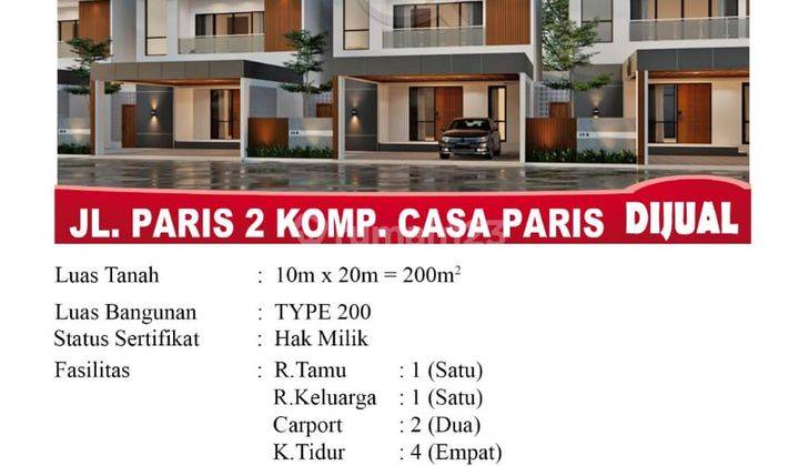 Di Jual Rumah Type 200 Jl. Paris 2 Komp. Casa Paris, Pontianak Indonesia 1