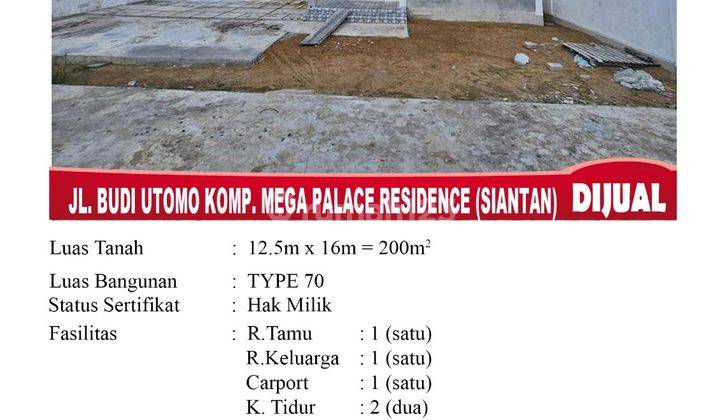 Di Jual Rumah Type 70, Lokasi Jl. Budi Utomo Komp. Mega Palace Residence SIANTAN Pontianak, Indonesia 1