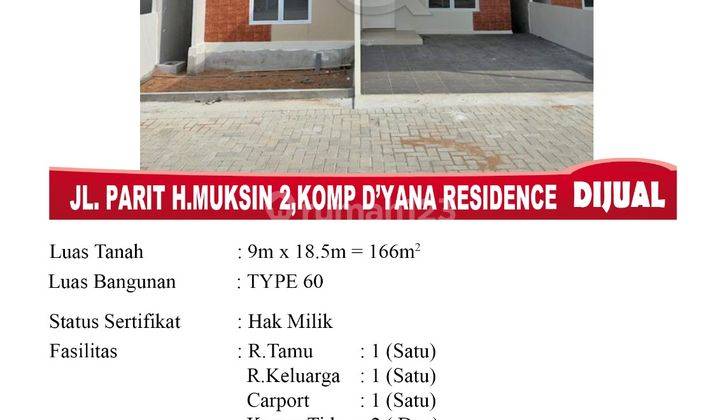 Di Jual Rumah Lokasi Jl. Parit H.muksin 2, Komp. D yana Residence Type 60 Pontianak Indonesia 1