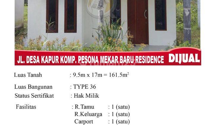 Di Jual Rumah Type 60 Type 36 Jl. Desa Kapur Komp. Pesona Mekar Baru Residence, Pontianak Indonesia 1