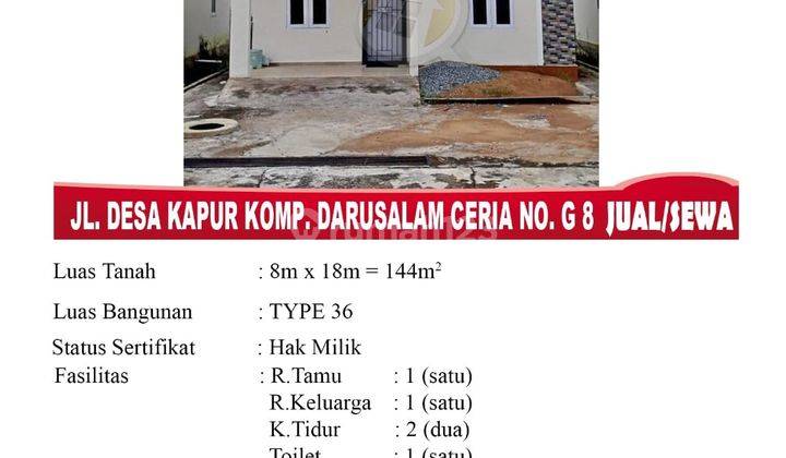 Di Jual Sewa Rumah Lokasi Jl. Desa Kapur Komp. Darusalam Ceria No. G 8 Pontianak Indonesia 1