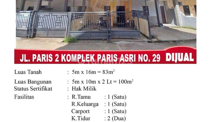 Di Jual Rumah 2 Lantai, Lokasi Jl. Paris 2 Komplek Paris Asri No. 29, Pontianak Indonesia 1