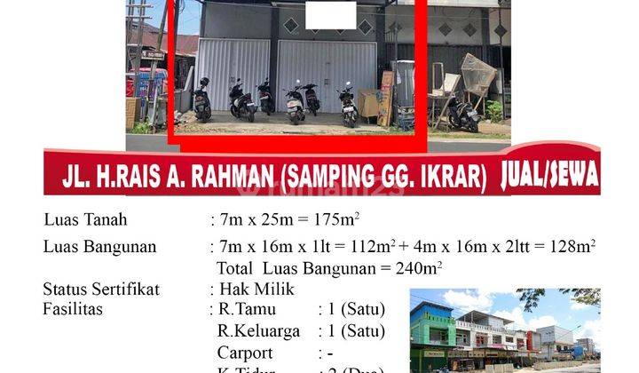 Di Jual Sewa Ruko Jl. H.rais A. Rahman Samping Gg. Ikrar , Pontianak Indonesia 1