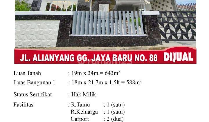 Di Jual Rumah 1.5 Lantai, Lokasi Jl. Alianyang Gg. Jaya Baru No. 88, Pontianak Indonesia 1