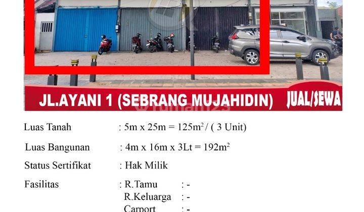 Di Jual sewa Ruko 3 Lantai, Lokasi Ruko Jl. Ayani 1 seberang Mujahidin , Pontianak Indonesia 1