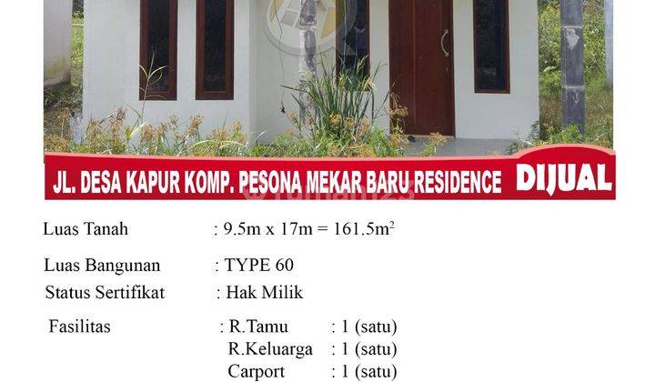 Di Jual Rumah Type 60 Type 36 Jl. Desa Kapur Komp. Pesona Mekar Baru Residence, Pontianak Indonesia 2