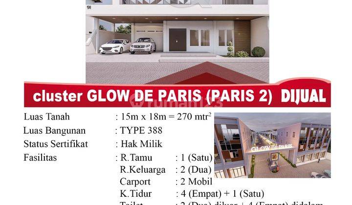 Di Jual Rumah Type 388 Kawasan Cluster Glow De Paris Paris 2 , Pontianak Indonesia 1