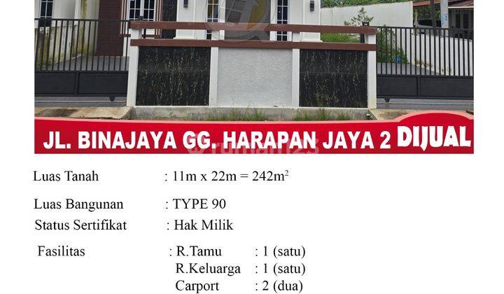 Di Jual Rumah Type 90 Jl. Binajaya Gg. Harapan Jaya 2, Pontianak Indonesia 1