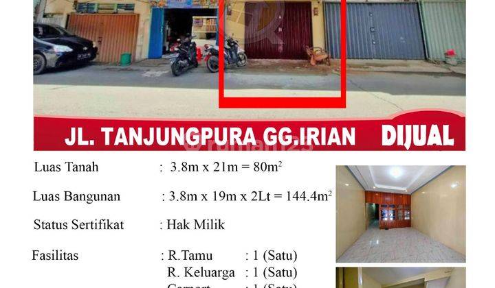 Di Jual Ruko 2 Lantai, Lokasi Jl. Tanjung Pura Gg. Irian, Pontianak Indonesia 1