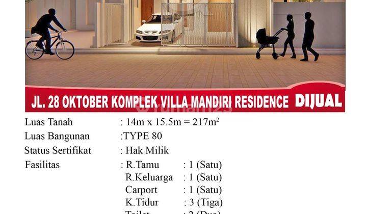 Di Jual Rumah 1 Lantai Type 80 Jl. 28 Oktober Komplek Villa Mandiri Residence Siantan Pontianak Indonesia 1