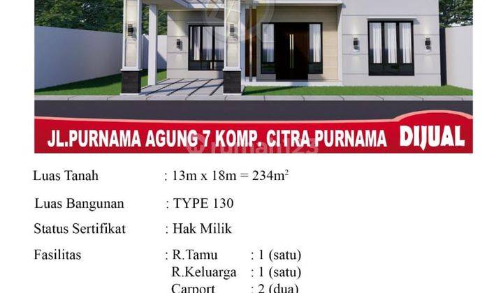 Di Jual Rumah Type 130 Jl. Purnama Agung 7 Komp. Citra Purnama, Pontianak Indonesia 1