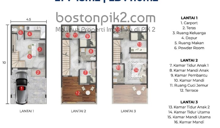 Jual Rumah 3 Lt Osaka Residence Samping Taman Doa Akita Pik2 Type Yuri 4,5X10 2