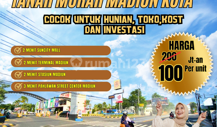TANAH MURAH MADIUN KOTA DEKAT STASIUN DAN SUNCITY MALL 100 JUTAAN