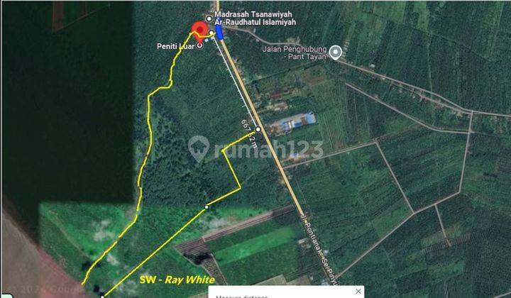 Dijual Tanah Tepi Jln Pontianak Sei Pinyuh, Peniti Luar, Jongkat , Seluas 42Ha, SHM 2