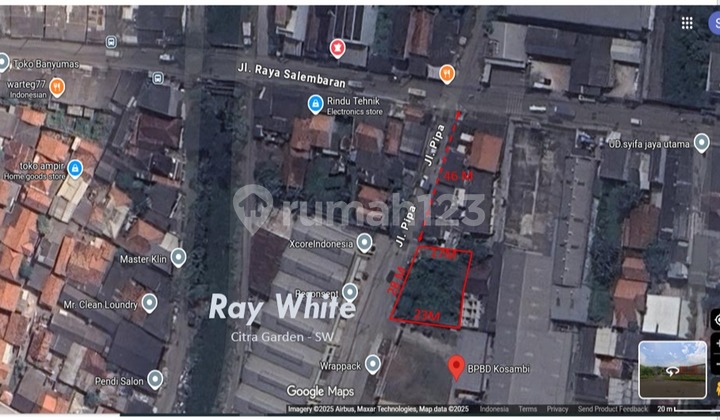 Tanah Dijual LT: 560M2 (20X28), Barat, Dekat Exit Toll Kataraja, Daerah Pergudangan-Pabrikan, Jl Pipa - Salembaran Raya, Kosambi, Tangerang