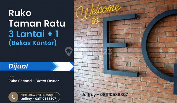 Ruko Strategis 3,5 Lantai, Bekas Kantor di Kawasan Taman Ratu 1