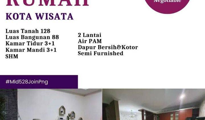 Dijual Rumah 2 Lantai Di Kota Wisata Dekat Pintu Tol 1