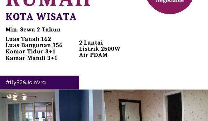 Disewakan Rumah 2 Lantai Di Kota Wisata Dekat Pintu Tol Dan Fasilitas Umum 1