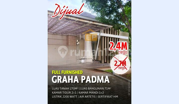 Rumah Dua Muka Hook Full Furnished Di Graha Padma Semarang 1