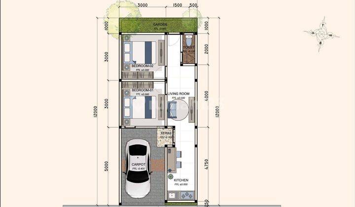 Rumah Minimalis Modern, Dekat Living Word 2