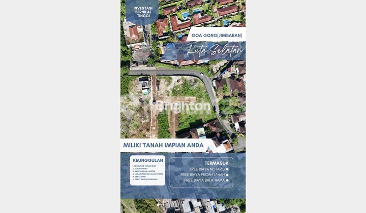 TANAH KAVLING PREMIUM 600 JUTA DI GOA GONG JIMBARAN BALI