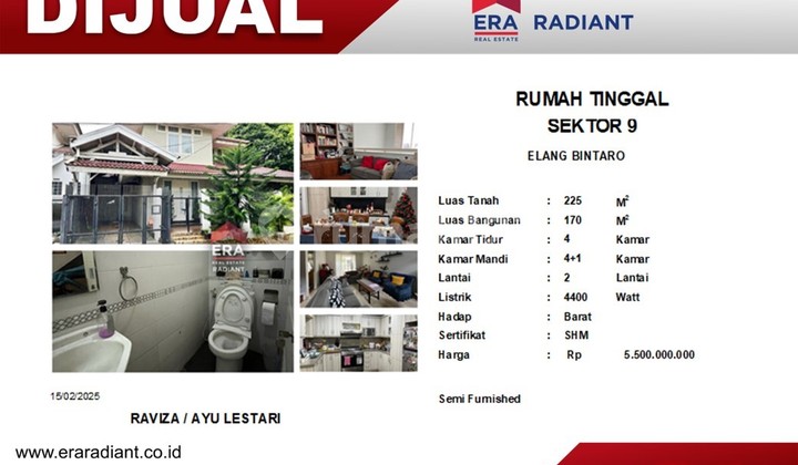 ******** | Rumah di Elang Bintaro Sektor 9 ******** | Rumah di Elang Bintaro Sektor 9