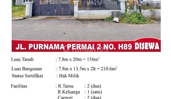 Rumah Sewa Jalan Purnama Permai siap Huni  1