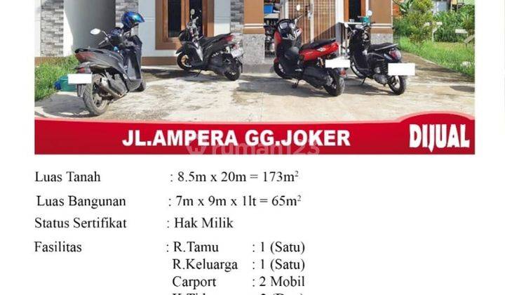 Rumah Type 65 Jalan Ampera Gg Joker Pontianak 1