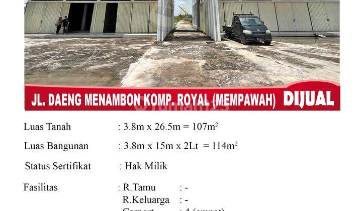 Ruko Jual Daeng Menambon Komp Royal Mempawah 2