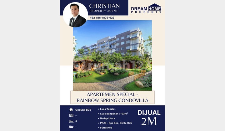 Dijual Apartemen, Rainbow Spring Condovilla - Christian
