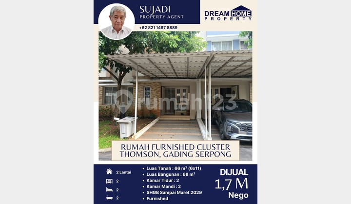 Dijual Murah Rumah Furnished di Cluster Thomson, Gading Serpong