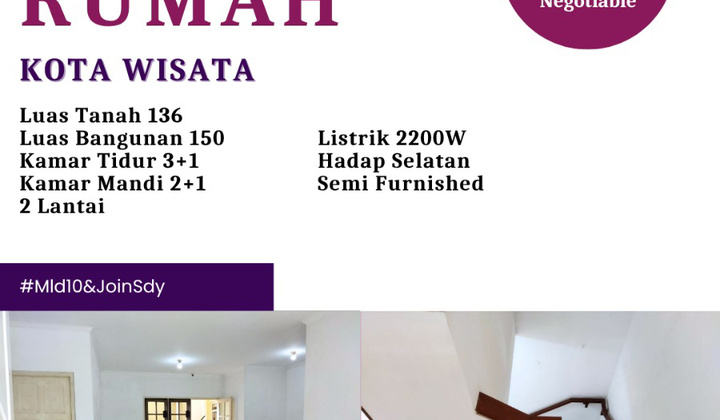 Tersedia Rumah untuk Disewa di Perumahan@Kota@Wisata