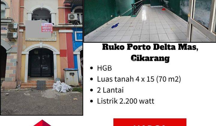 Dijual Ruko Porto Delta Mas Cikarang 1