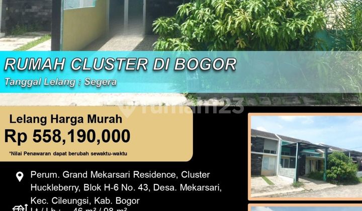 Rumah Cluster Nyaman Minimalis Siap Huni di Bogor