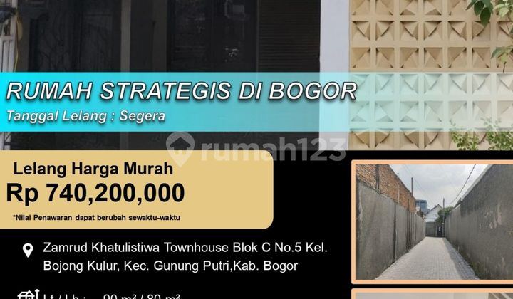 Rumah Townhouse Modern Letak Strategis di Bogor 1