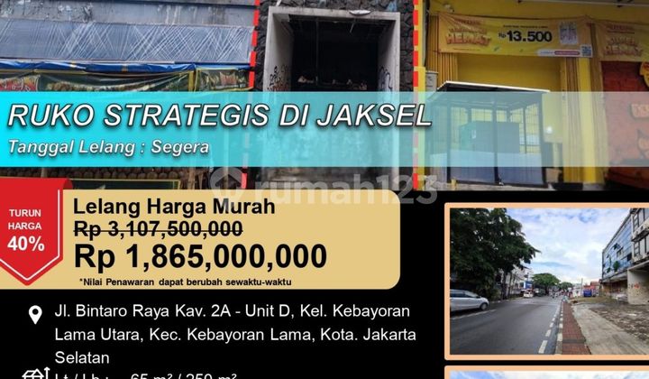 Ruko 3 Lantai di Lokasi Strategis di Kebayoran Lama Jakarta Selatan